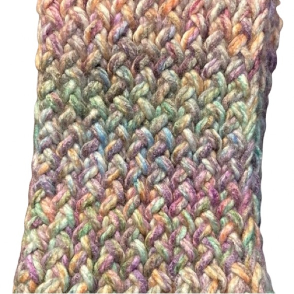 Handmade multicolor knit infinity scarf without twist for adults